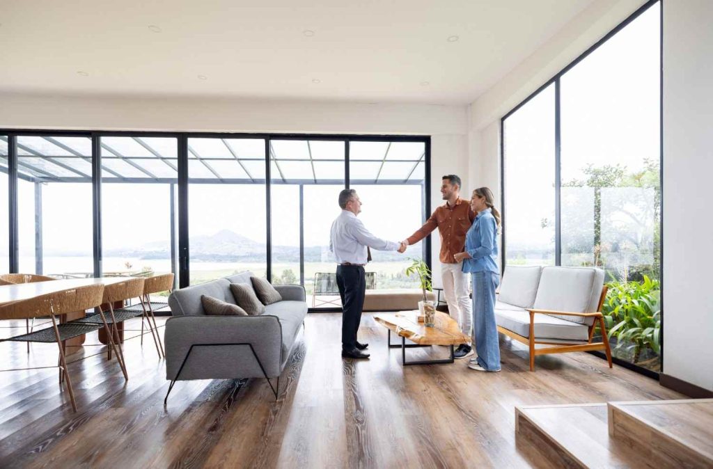 Property management consultation inside a rental property before tenant placement